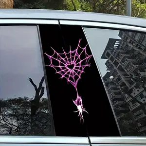 Spider Web Pattern Car Sticker, Car B-pillar Sticker, Durable Self Adhesive Car Decal, Car Exterior Decoration Accessories for Car, Truck, SUV, Decal for Cars, Cool Car Decoration, Side Decals, Car Vehicle Decoration, Automobile Decals