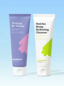 KraveBeauty Double Cleanse Duo - Jelly Oil Cleanser & Hydrating Facial Wash for Healthy & Moisturized Skin Barrier &