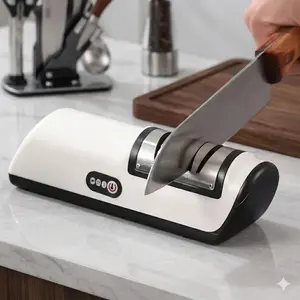 Professional Electric Knife Sharpener: Fast Sharpening & Polishing Tool for Chef Knives, Scissors, and Cleavers. Efficient Precision Grinding, Portable for Home & Camping, Non-Slip Base, High-Power Stone, Multi-Use Blade Maintenance Kit.