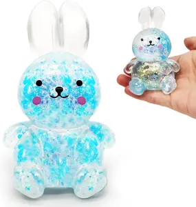 Easter Bunny Squishy Stress Relief Toy,Soft Jelly Filling Fidget Sensory Toy Anxiety Relief Basket Stuffer Party Favor Gift for Kids Adults