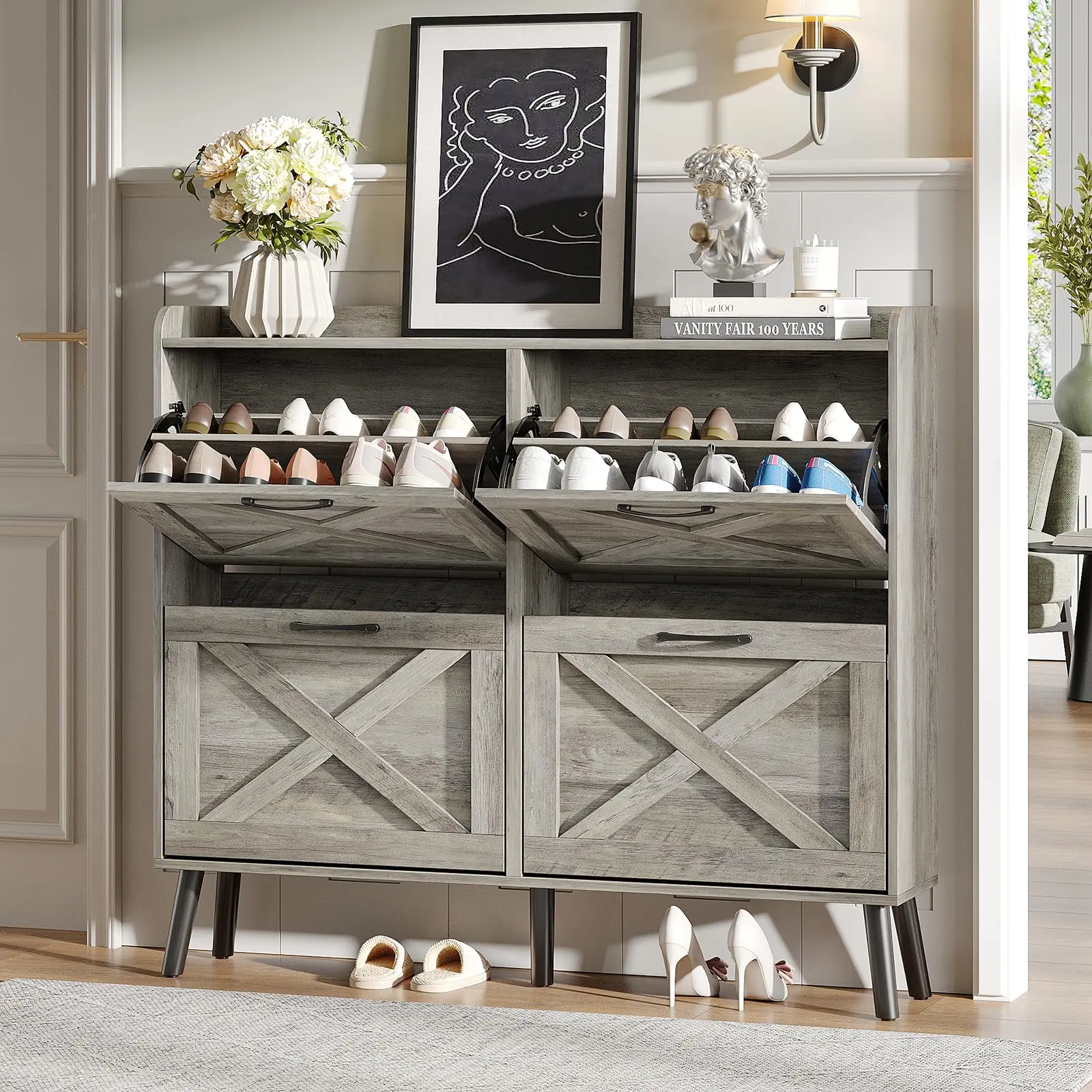 Washed Gray-4 Flip Drawers