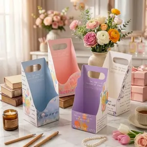 4pcs Flower Packaging Box Gift Box Creative Gift Packaging Florist Professional Bouquet Wrapping Material Gift Wrapping Supplies for Birthday Valentine's Day Mother's Day Father's Day Halloween Party Anniversary