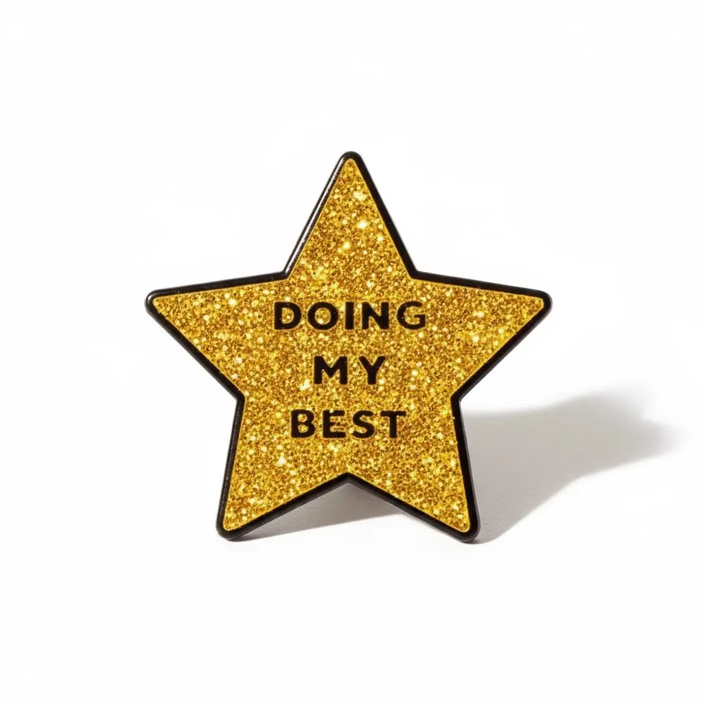 Gold Star Enamel Pin Doing My Best Gold Glitter Star Enamel Brooch Pin Metal Badges Lapel Pin Brooches for Jackets Jeans Fashion Jewelry Accessories