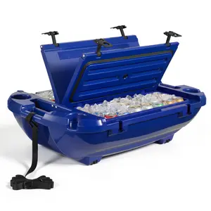 VEVOR Floating Cooler, 40 QT Floating Ice Chest with Dry Storage & Tow Rope, Premium LLDPE Amphibious Drink Cooler for Water & Land, Smooth Stable Cruiser on Lake, River, Pool, Beach, Kayak, Deep Blue