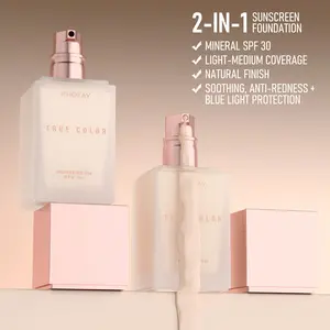 PHOFAY matte sunscreen liquid foundation SPF 30 Sunscreen – Instantly Covers Acne Marks, Scars & Redness, Natural Matte Finish, Anti-Blue Light, 24H Wear, Waterproof Sweatproof, Lightweight Breathable, 98% Hide Imperfections, True Color No Cakey