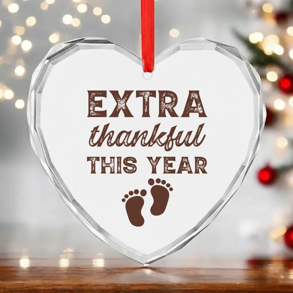 Extra Thankful This Year Glass Ornament, Christmas Gift, Pregnant Anoucement Ornament