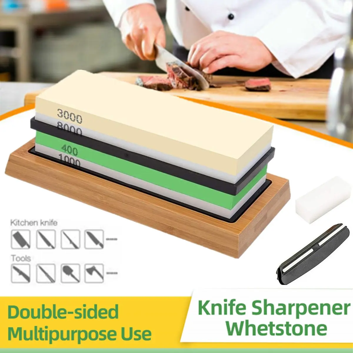 Knife Sharpening Stone Set Professional Whetstone 4 Side Grit 1000 / 6000 Or 400/1000 3000/8000 Home Kitchen Tool Professional Knife Sharpener