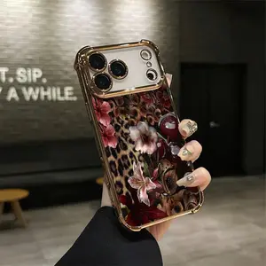 Leopard Lily Cherry Print TPU Smartphone Case, 4-Corner Drop-Proof Slim Cover with Full Camera Protection, Shockproof Durable Mobile Phone Accessory for iPhone 17,16 Pro Max,15,14,13,12,11 Plus, Accessories