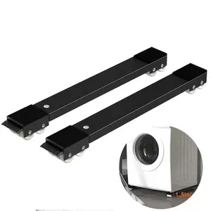 Premium Washing Machine Dolly Heavy Duty 24 Rollers Adjustable Extendable Appliance Rollers with Lock Brake Non-slip Pad Moving Base for Washer Dryer Refrigerator Fridge Mobile Stand Black Grey
