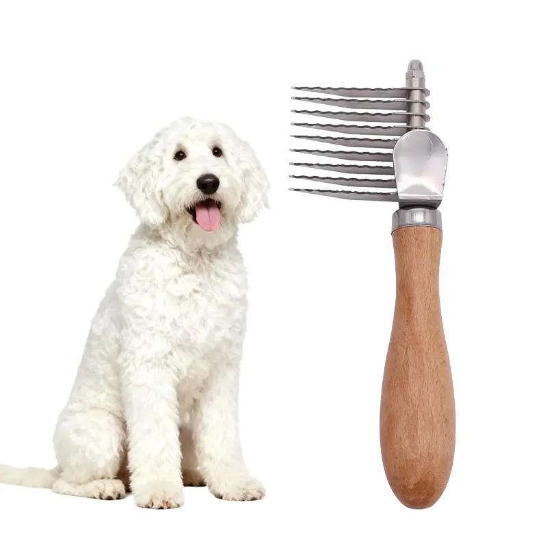 Professional Pet Dematting Comb Tool - Dog Comb for Detangling Undercoat | Safe Gentle Grooming for Poodles Golden Retrievers Long Hair Cats & Dogs | Ideal Gift for Pet Owners with Stainless Steel Blade Pet Hair Remover Comb Dematting Brush for Dogs Cats