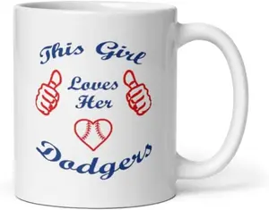 Girl Loves Dodgers Baseball Ceramic Coffee Mug