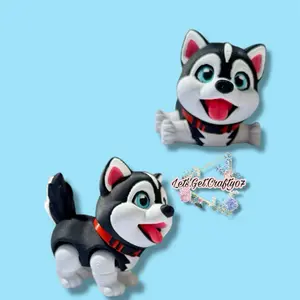 Miniature Husky | 3d printed figurine. Articulating puppy. The perfect gift for any dog lover.