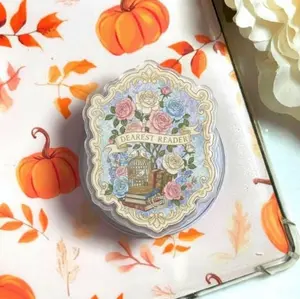 Dearest Reader MagSafe Phone Grip Aesthetic Regency Floral Phone Holder Vintage Blue Pink Rose Kindle Grip Bookish Gift for Her Cute Cozy Accessory