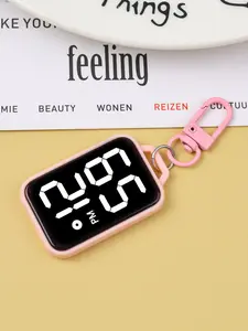 New Fashion Women's Keychain Watch, Square Large Font Electronic Watch, Touch Night Light, Student Exam Dedicated Pocket Watch, Fashionable Digital Watch