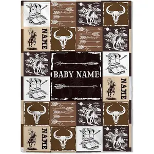 Personalized Baby Blanket for Boys – Custom Name Blanket, Soft Western Fleece, Best Gift for Newborn, Child