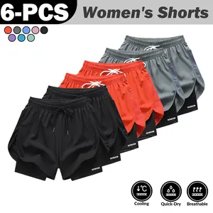 Summer Best-Selling Women's Shorts 6-Pack Double-Layer Anti-Exposure Quick-Dry Breathable Loose Sports Shorts