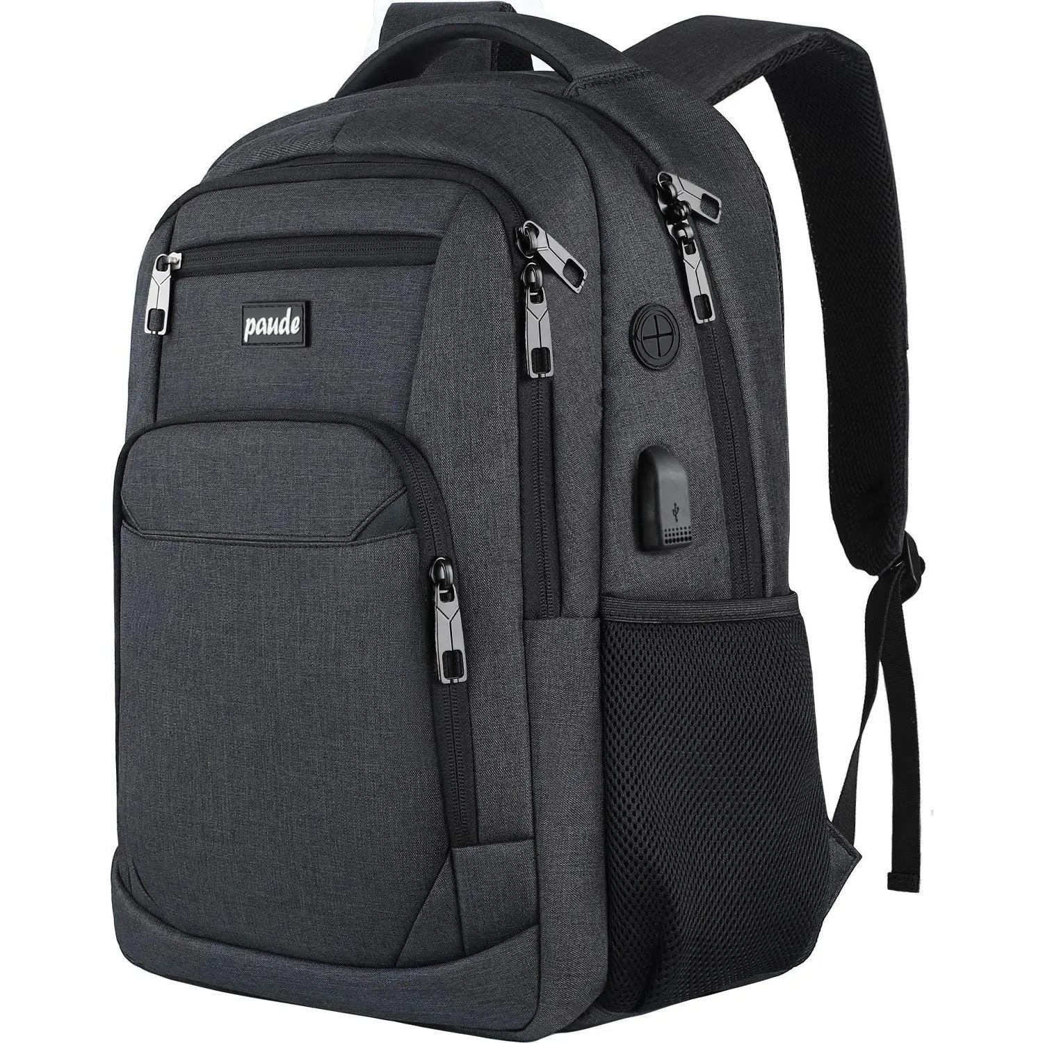 Paude Business Laptop Backpack for Men and Women, Water Resistant 15.6 Inch Anti-theft Bag with USB Charging Port & Headphone Jack for Work, Travel & College, Headphone Jack In, Durable For Daily Carry, School Backpacks