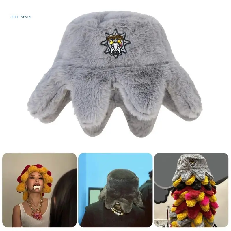 Plush Animal Fisherman Hat for Men and Women - Animal Graphic, Cute Fluffy, Plush Fabric, Soft Styles for Outdoor Travel, Hiking, Animal Graphic Hats, Cute Fluffy Hats