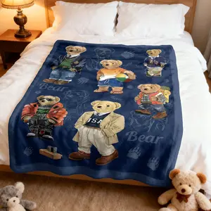 Teddy Bear-Themed, Stylish, Lightweight, Cozy, Soft Warm Flannel Throw Blanket, Multifunctional Blanket, Bear Claw Print, Soft Skin-Friendly, Suitable for Casual, Outdoor, Sofa, Bedroom, Travel, Animal Blankets