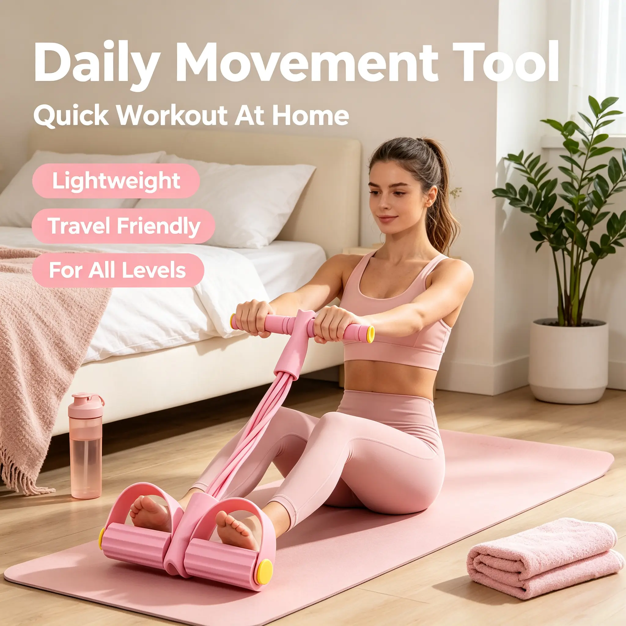 Multifunction Tension Rope 6 Tube Resistance Bands with Handles, Natural Latex Yoga Pedal Puller, Home Full Body Workout Equipment for Arm Abdomen Waist Leg Training Men Women