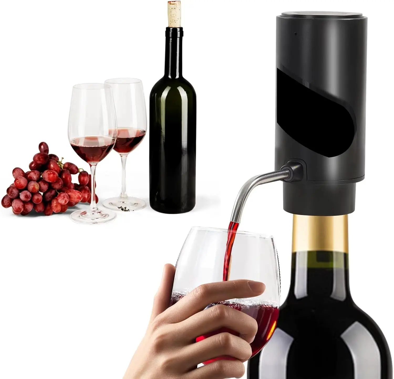 3 in 1 Electric  decanter with aerator,One  Red and White  Accessories, Stainless Steel Connecting Tube, USB Rechargeable  dispenser,   for  Lovers
