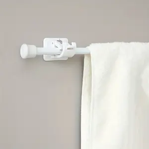2pcs Curtain Hooks Curtain Rod Clamps Holders Perforation-free Adhesive Bracket For Living Room Bedroom Home Adjustable Hooks