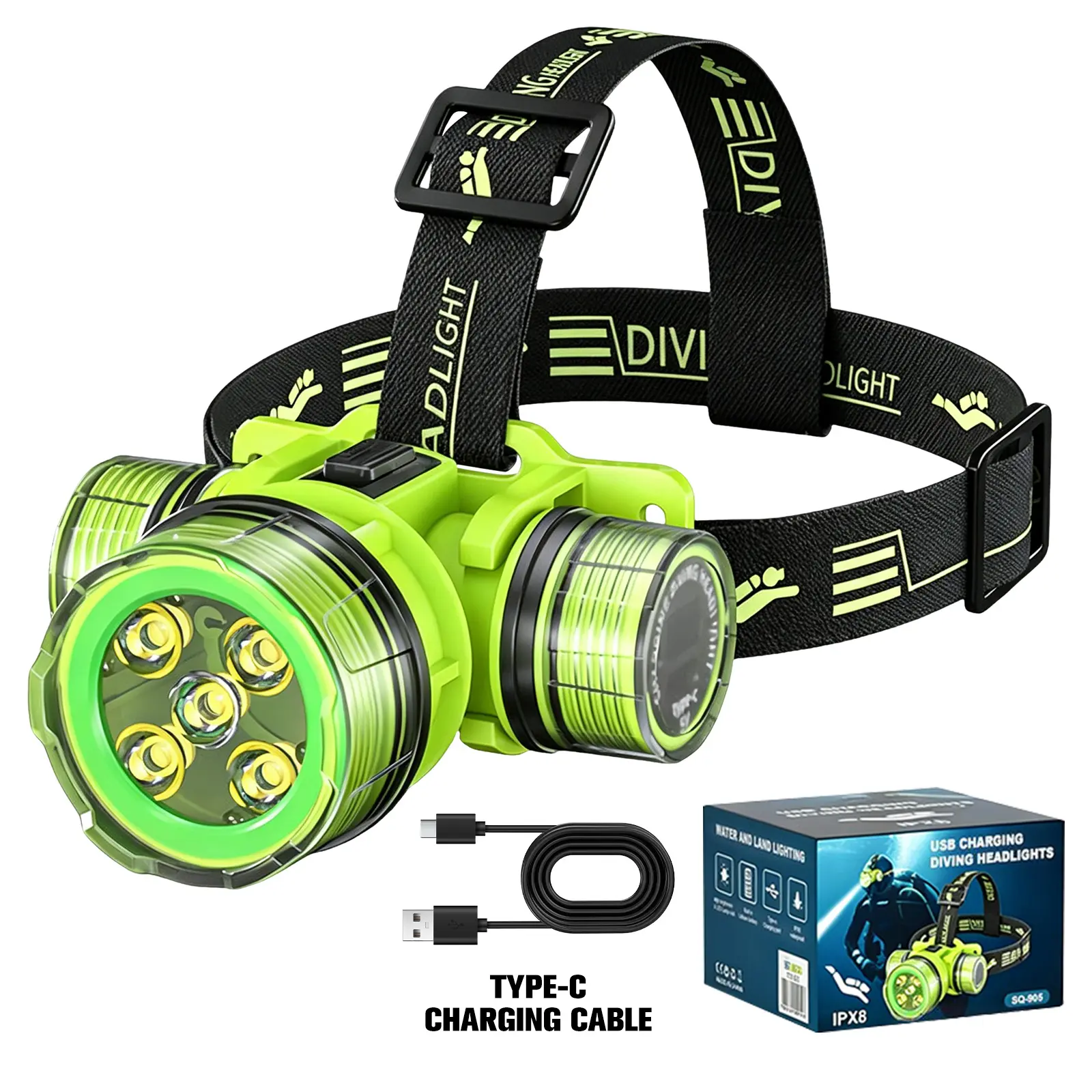 Tanlook Scuba Diving Headlamp for Adults - High Brightness, Rechargeable, and Adjustable Underwater Light, Waterproof Design, Diving Lights, Functional