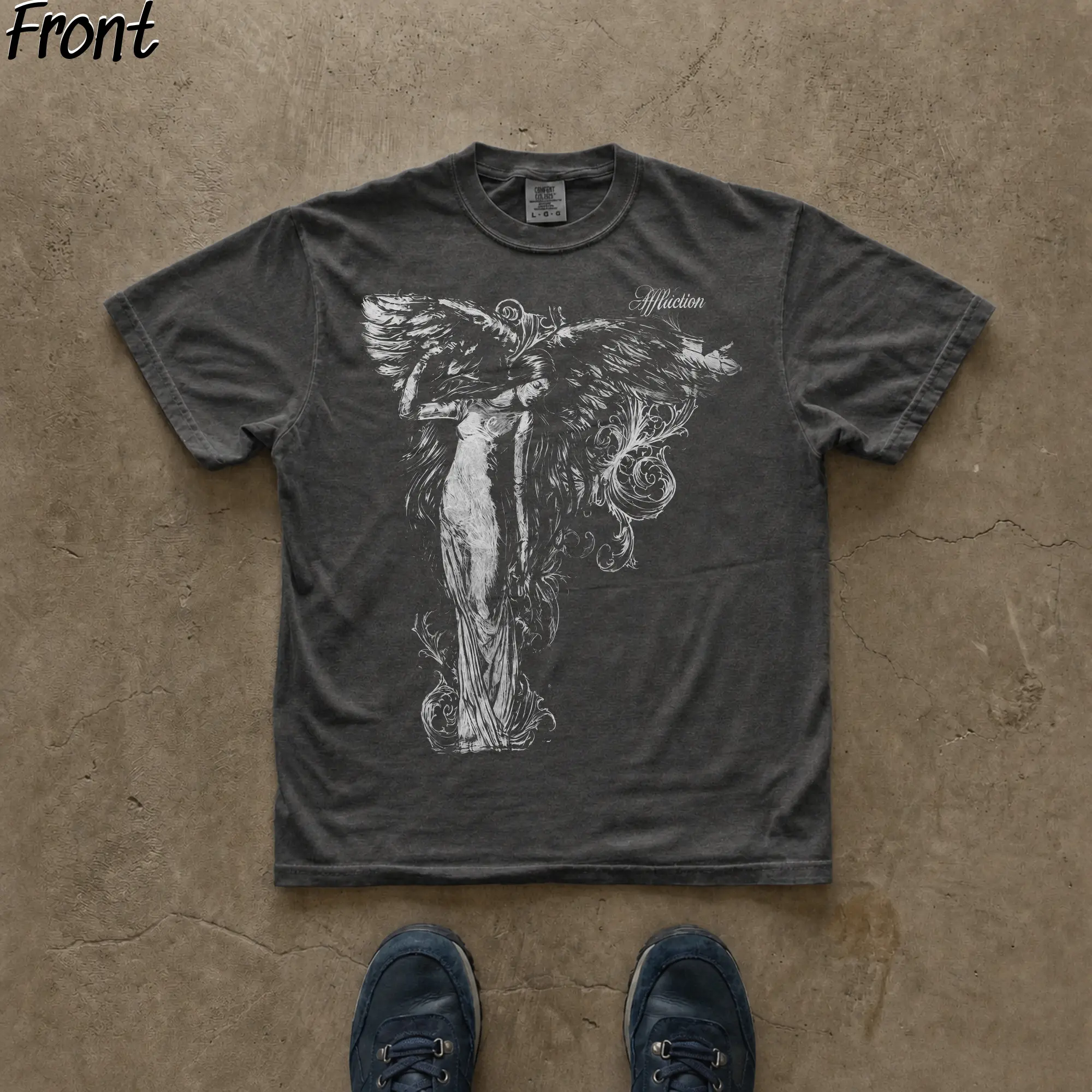 Vintage Affliction Angel Wings Graphic Tee, Y2K Gothic Tees, Alternative Punk Top, Affliction Merch, Y2K Grunge Gothic Tees, Y2K Emo Scene Amity Affliction Style Clothes, 100% Cotton Lightweight Shortsleeves