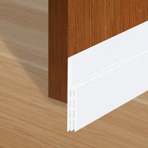 Door Draft Stopper – Silicone Under Door Sweep for Interior & Exterior Doors, Noise & Air Insulation, Self Stick Weather Stripping Door Seal, 2" W x 39" L (White)