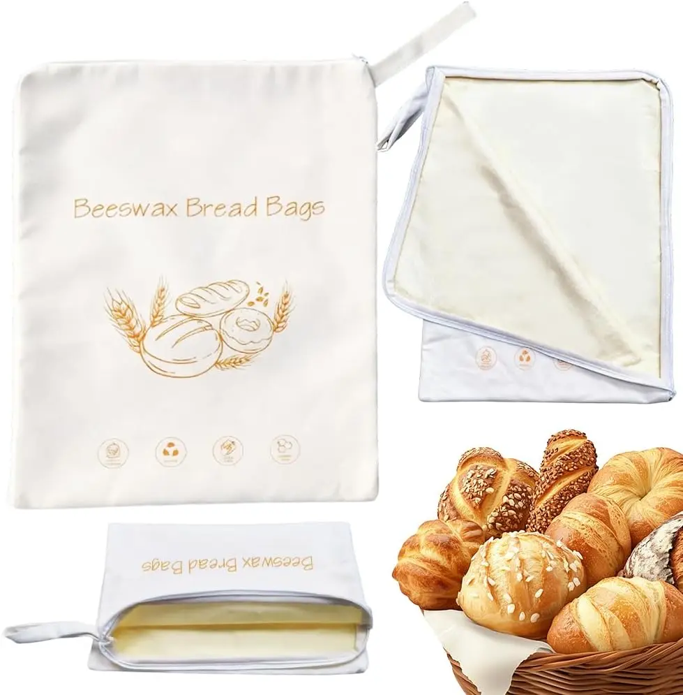 Reusable Beeswax Bread Storage Bags for Sourdough Reusable Organic Linen Bread Bag for Homemade Sourdough Eco-Friendly Food Storage Cloth Bag Freezer-Friendly Freshness Preservation cake boxes Halloween Multi-Shaped Cookie Cutters Set