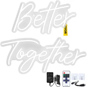 VEVOR Better Together Neon Sign,  13\" x 7\" +18\" x 8\" Warm White LED lights Sign, Adjustable Brightness with Remote Control, Used for Home, Party, Wedding, and Bar Decoration (Power Adapter Included
