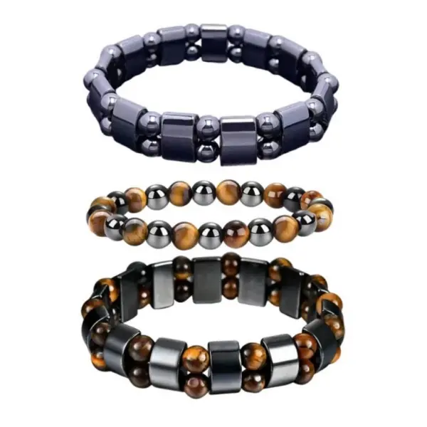 3pcs Double Protection Bracelets, Abundance and Prosperity Attract Wealth- Featuring Tiger Eye Stone and Selected Obsidian Handmade Bracelets, the Best Choice for Holiday Gifts Meaningful