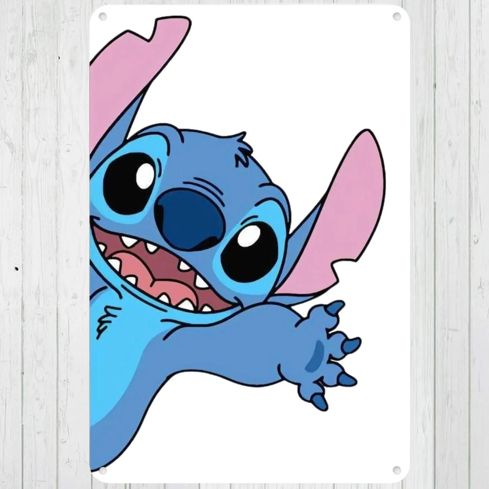 Disney Classic Lilo & Stitch Peeking Print Vintage Metal Tin Sign - Waterproof Home Decor Plaque, Cute Cartoon Wall Art for Kids Room/Man Cave, Ideal Disney Fan Gift, Water Proof, Decoration