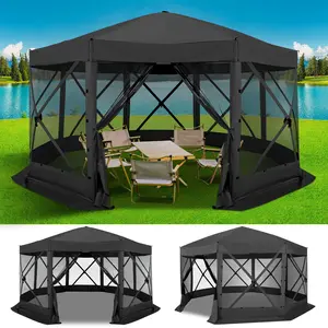 COBIZI 15x15 ft Pop-Up Sunshade Canopy Tent, Large Shade Structure with Mesh Screen, Portable Mesh Canopy, Suitable for Outdoor Camping, Backyard, Garden, Beach