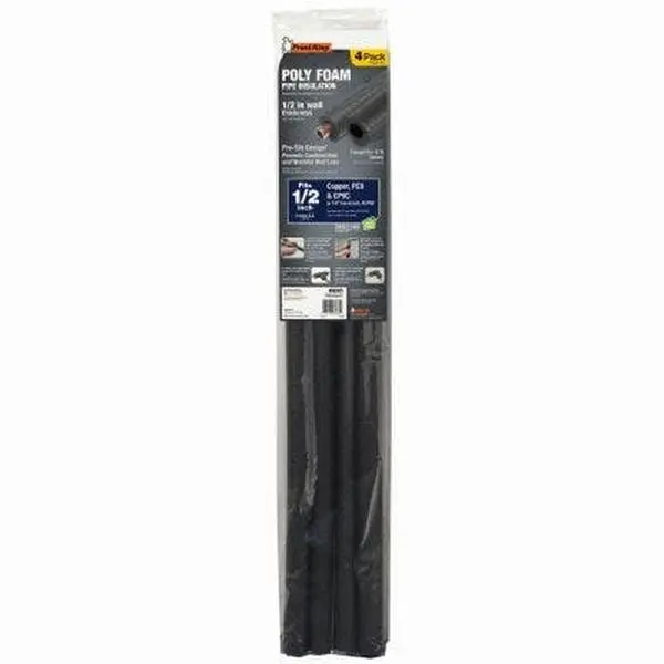 THERMWELL PRODUCTS Black Tube-Shape PE Insulation, Pre-Slit for 1/2 in. Copper or 1/4 in. Iron Lines, 3ft Length, 4-Pack (Sailing Water Sports Essential), Pipe Insulation, Tubular, 1/4 In. Iron Pipe, Polyethylene, 3 Ft Length, Outdoor