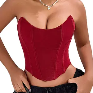 ApperlothA Women's Mesh Corset Tops - Stretchy, Sexy Semi Sheer Vintage Nightout Tops, A little See Through - Festival Tube Top Christmas Outfits For Women - Christmas & Valentine Outfits SpringStatements