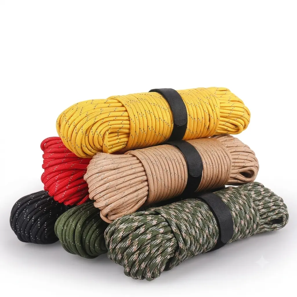 10 Core Reflective Paracord 750 Outdoor Rope, Durable Nylon Utility Cord for Camping, Hiking, DIY Crafts & Gear Organization