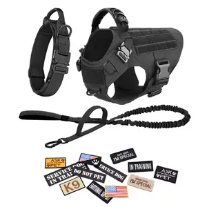 Tactical Dog Harness Leash Collar Set for Medium and Large Dogs #Summervibes #petlovers German Shepherd Malinois Training Walking Vest For All Breeds Dog outdoorfun