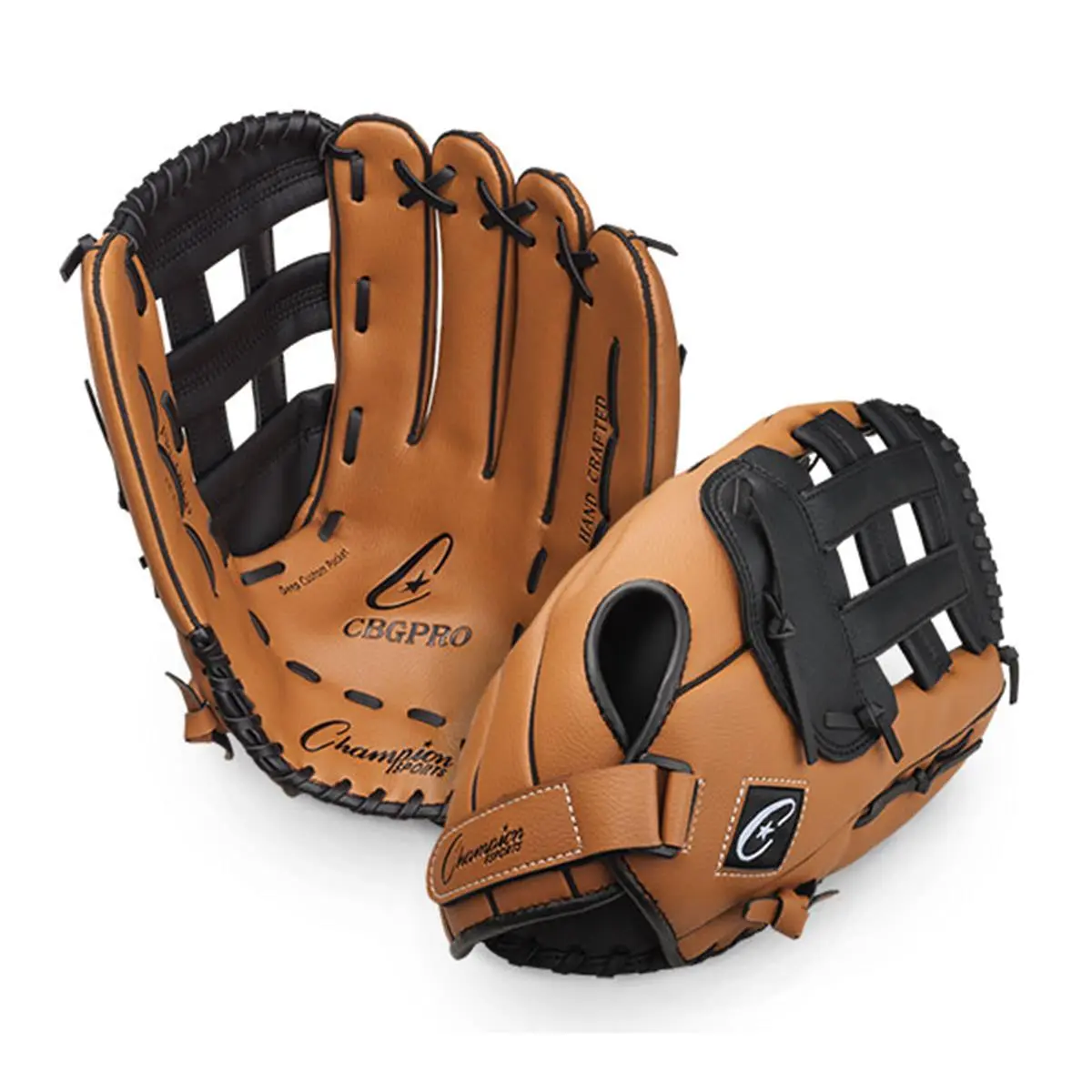 CHAMPION 14.5" Adult Baseball Mitt, Durable Full Grain Leather Fielder's Glove with Fast Back Design, Open Web, and Adjustable Strap for a Controlled Fit, Adults, Deep Pocket, Durable Glove