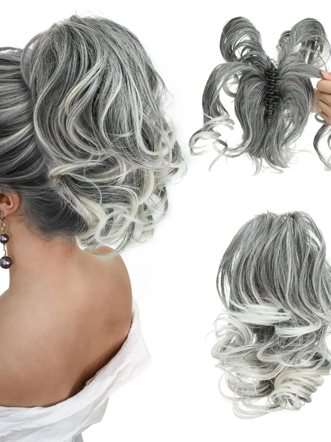 10in Claw Clip Short Ponytail Hair Extension, Multi-Color Options, Wavy Curl, Suitable for All Skin Tones, High Heat Fiber Material, Synthetic Hairpieces, Hair Extensions Ponytail