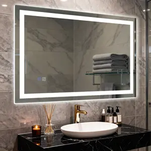 Valentine's Day Gifts GALENTAL 72*36 Inch LED Bathroom Mirror with Lights Over Sink Dimmable Touch Control 3-Color Options Wall Mounted Defogging Memory Timing Tempered Glass Modern White Decor Home Interior