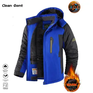 Clean Gent Men's Winter Warm Snow Jacket, Slim Fit Fleece Lined Windproof Waterproof Hooded Coat Thick Outdoor Sports Jacket Versatile for Outdoor Activities