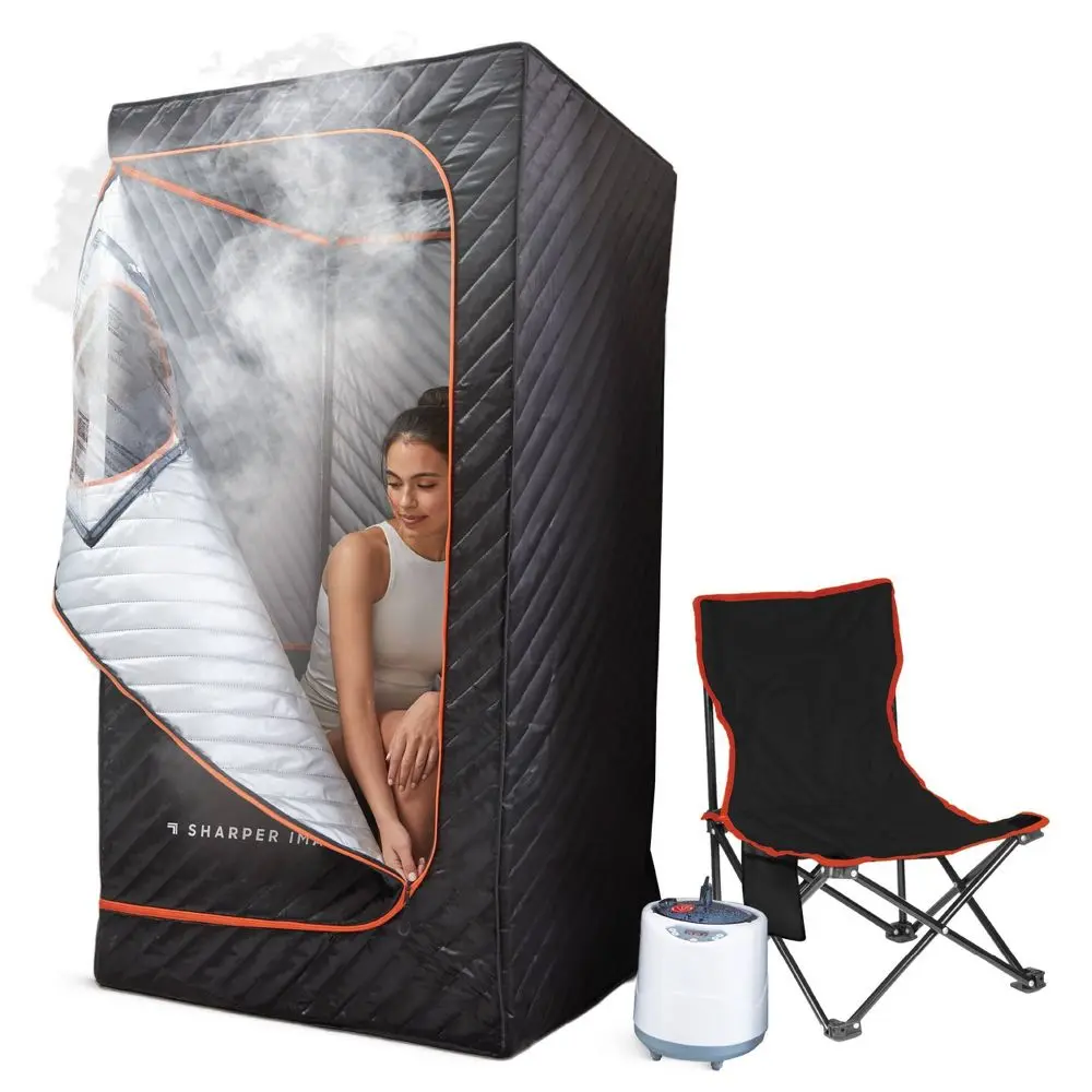 Sharper Image Foldable Plastic Contemporary Steam Sauna Portable Body Massager - 120V, 2.4L Steam Generator, 65.75”x33.3”x33.3” Personal Care Therapy Tool for Stress Relief, Beauty Appliance