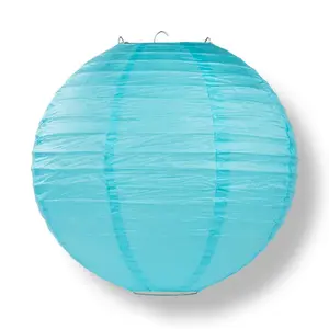 BLOWOUT 30" Baby Blue Jumbo Round Paper Lanterns, Parallel Ribbing (Value Packs)