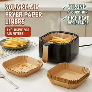 🥪 Fry, Roast, Reheat—No Sticky Mess | Square Air Fryer Liners | Strong Absorption & Heat Resistance | Kitchen Essential