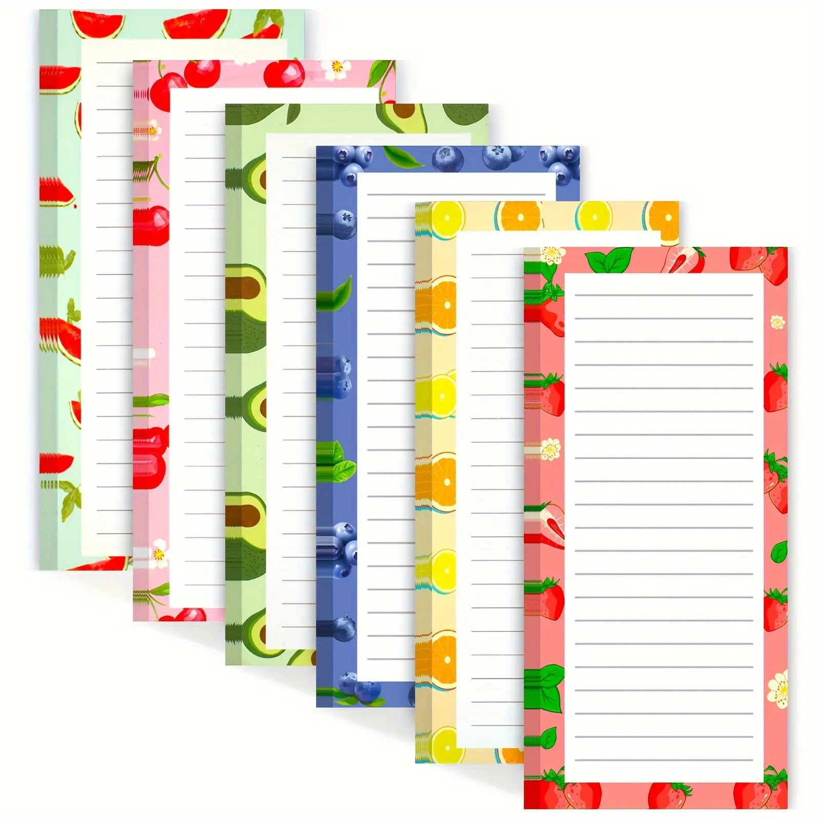 9 Pack Magnetic Notepads for Refrigerator, Magnetic Notepads for Refrigerator, Fruit Design Decorative Magnetic Grocery List Pad for Fridge, Full Magnet Back Shopping Lists, 25 Sheets Per Note Pads, Writing Pad