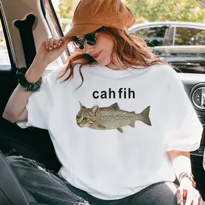 Cah Fih Shirt, Fih Funny Mispelled Fish Meme Hoodie, Cat and Fish Tank Top