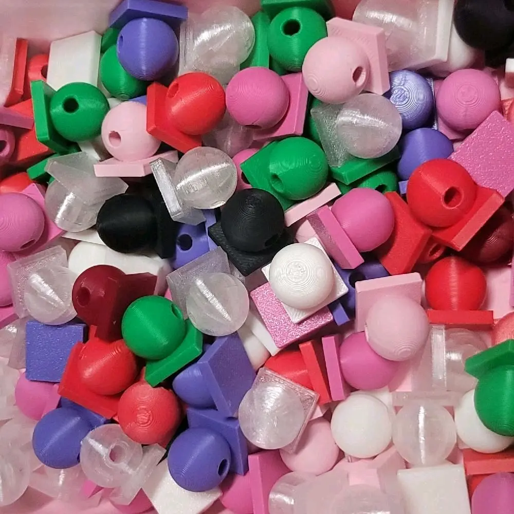 15mm Size Flatback 3D Printed Beads Charms - Assorted DIY Beading Supplies with 3.8mm Hole for Jewelry Making, Beaded Pen Crafting Projects