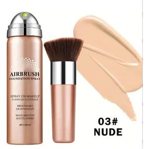 Flawless AirBrush Foundation High Coverage Foundation Smooth Creamy Matte Spray Makeup Kit for Mature Light Beige with Natural Nude Finish,BEIGE