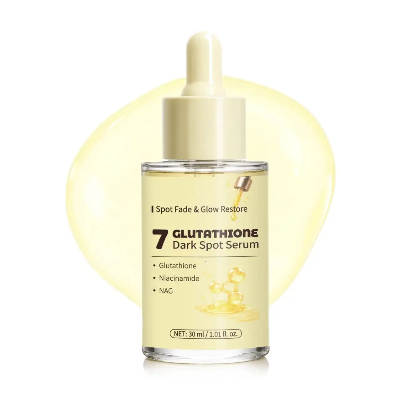 Glutathione Dark Spot Serum with Niacinamide & NAG - Daily Hydrating Facial Serum for All Skins, Spot Reduction, Brighter Looking Skin, 3-Year Shelf, 30ml